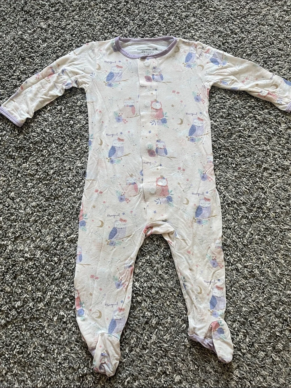 Magnetic Me Owl Print Footed Pajama - Size 3-6 months